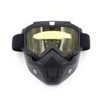 Face protection mask, made from hard plastic + ski goggles, yellow lenses, model GD03